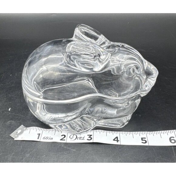 Crate & Barrel Clear Glass Covered Bunny Rabbit Candy Nuts Trinket Dish - Picture 9 of 10